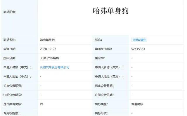 长城大量注册狗字商标，单身者:感到受了打击