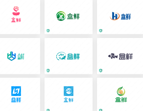 三组蔬菜水果超市logo欣赏：盒鲜、自然鲜言、果然鲜果