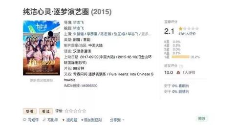 《纯洁心灵》豆瓣仅获2分，片方控诉豆瓣毁坏12年心血之作