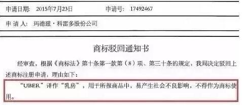 “吃货一条街、寻欢、艳遇”商标相继被驳回，理由竟是“因为格调不高”