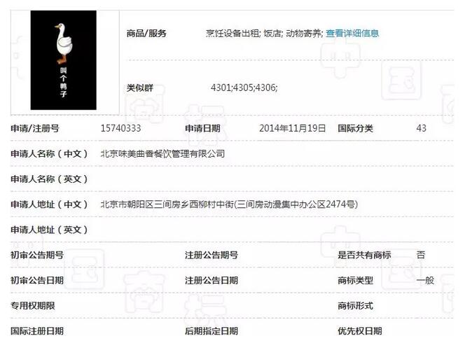 “叫个鸭子”商标申请成功，被罚50万的“叫了个鸡”冤不冤？