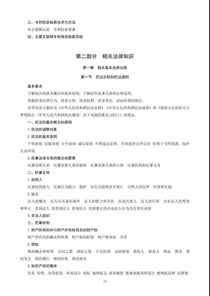 关于公布《2018年全国专利代理人资格考试大纲》的通知