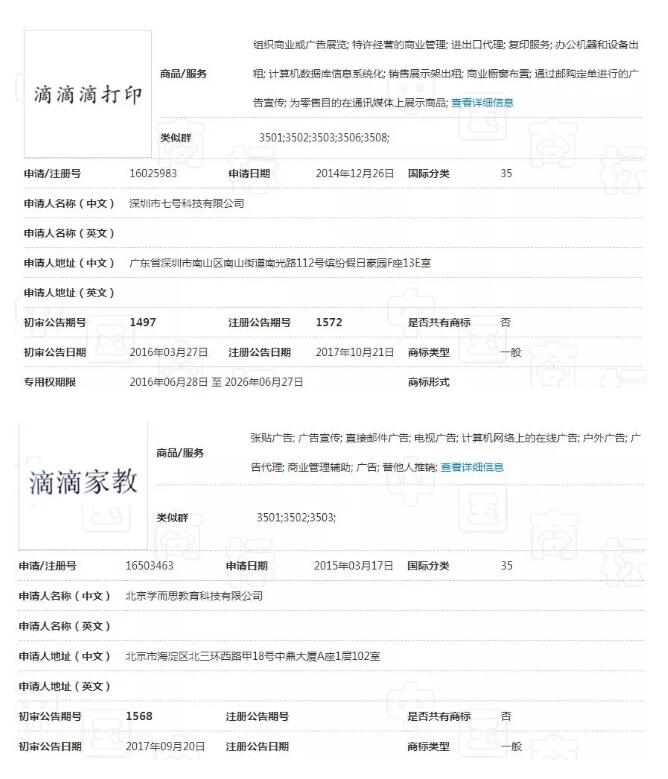 滴滴顺风车商标申请被驳回，只因...