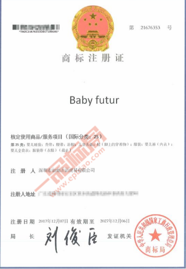 恭喜第10类「Baby futur」英国商标注册​成功