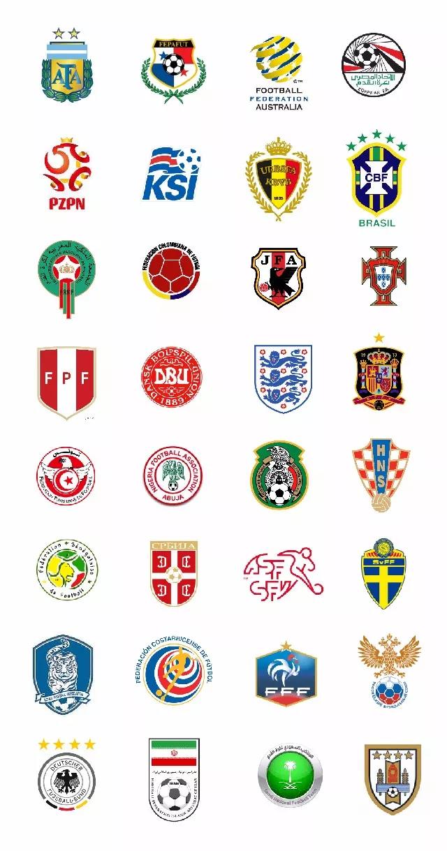2018世界杯各国家队LOGO及比赛时间！收下吧～