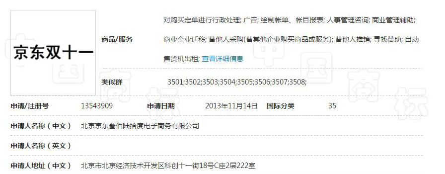 双11将来之际，阿里无效了京东的5件“双11”商标!