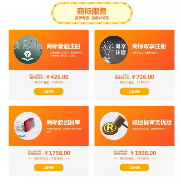 再不行动就晚了！上半年最低价！商标注册只需426元！