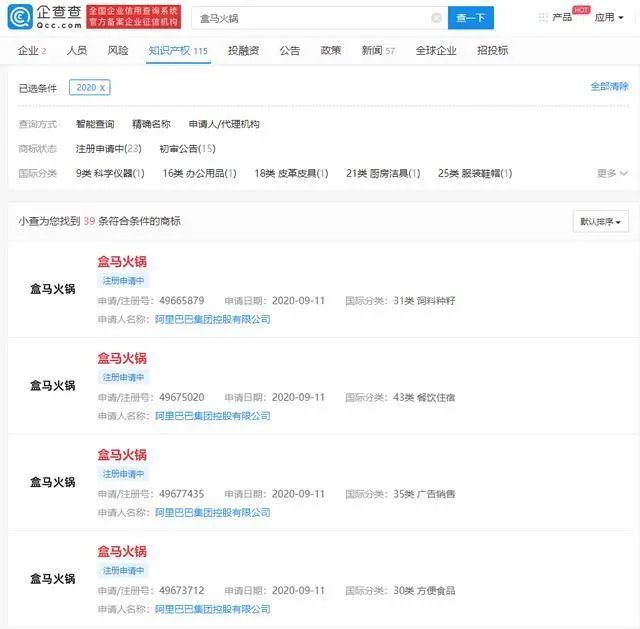 盒马火锅再次回归，申请“盒马火锅”商标