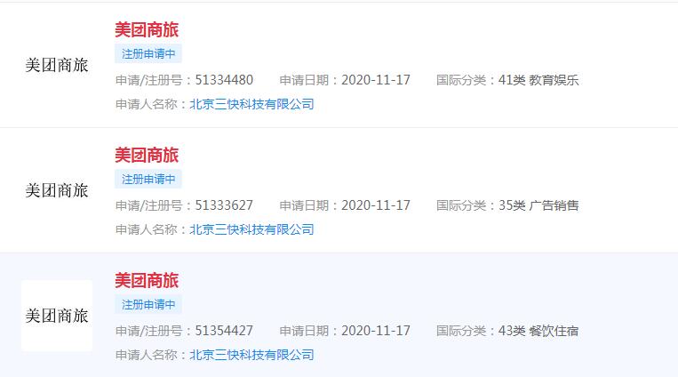 美团申请“美团商旅”商标