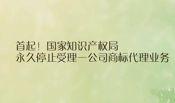 首起！国家知识产权局永久停止受理一公司商标代理业务