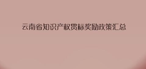云南省昆明市专利资助、知识产权示范/试点单位、知识产权贯标奖励政策汇总