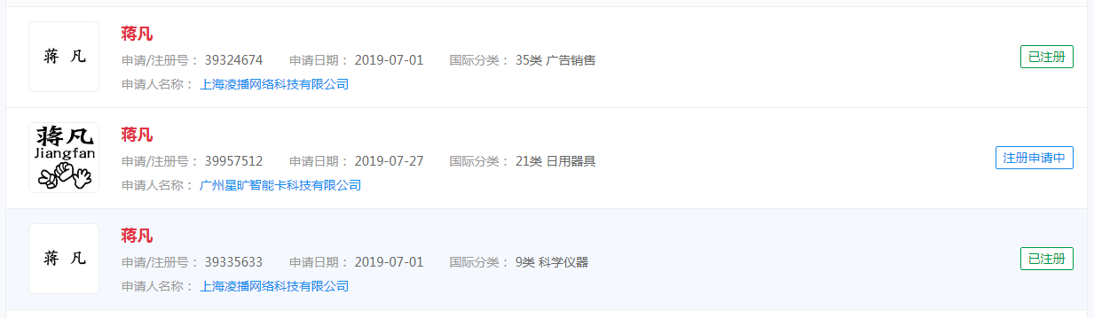 #蒋凡将分管阿里海外数字商业#蒋凡被注册商标了吗？