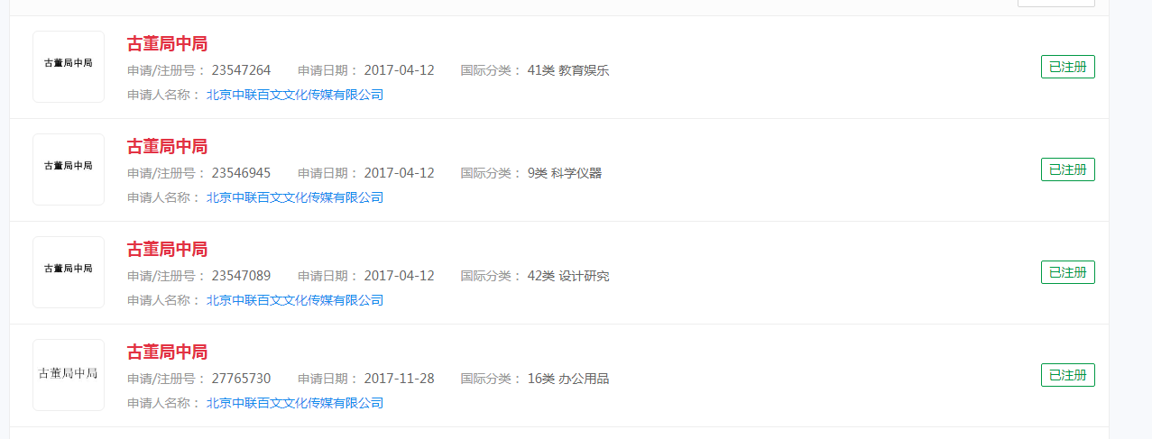 古董局中局商标分类涉及哪些你知道吗?