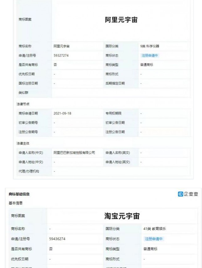 阿里申請(qǐng)?zhí)詫氃钪嫔虡?biāo) 阿里入局元宇宙？