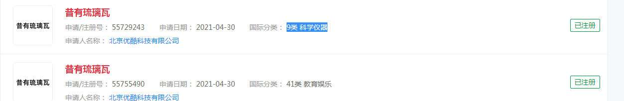 电视剧《昔有琉璃瓦》已被官方申请商标，商标保护及时