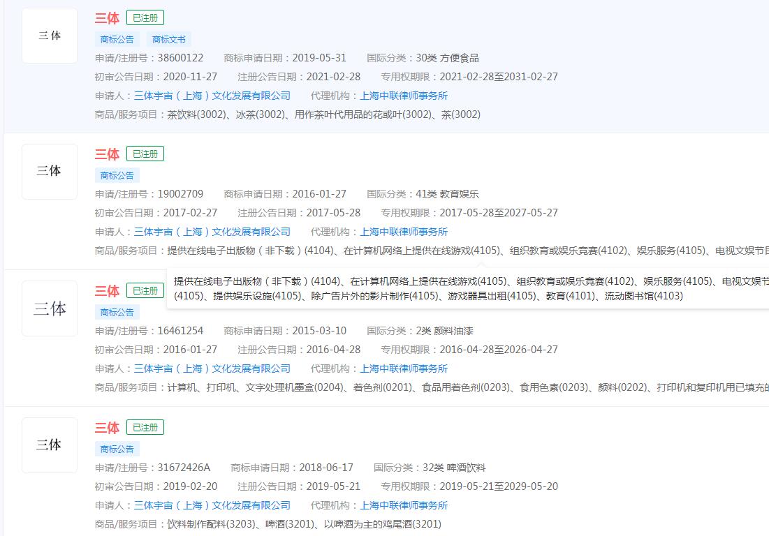 网飞剧版《三体》已开拍，“三体”商标却已被不同主体注册商标