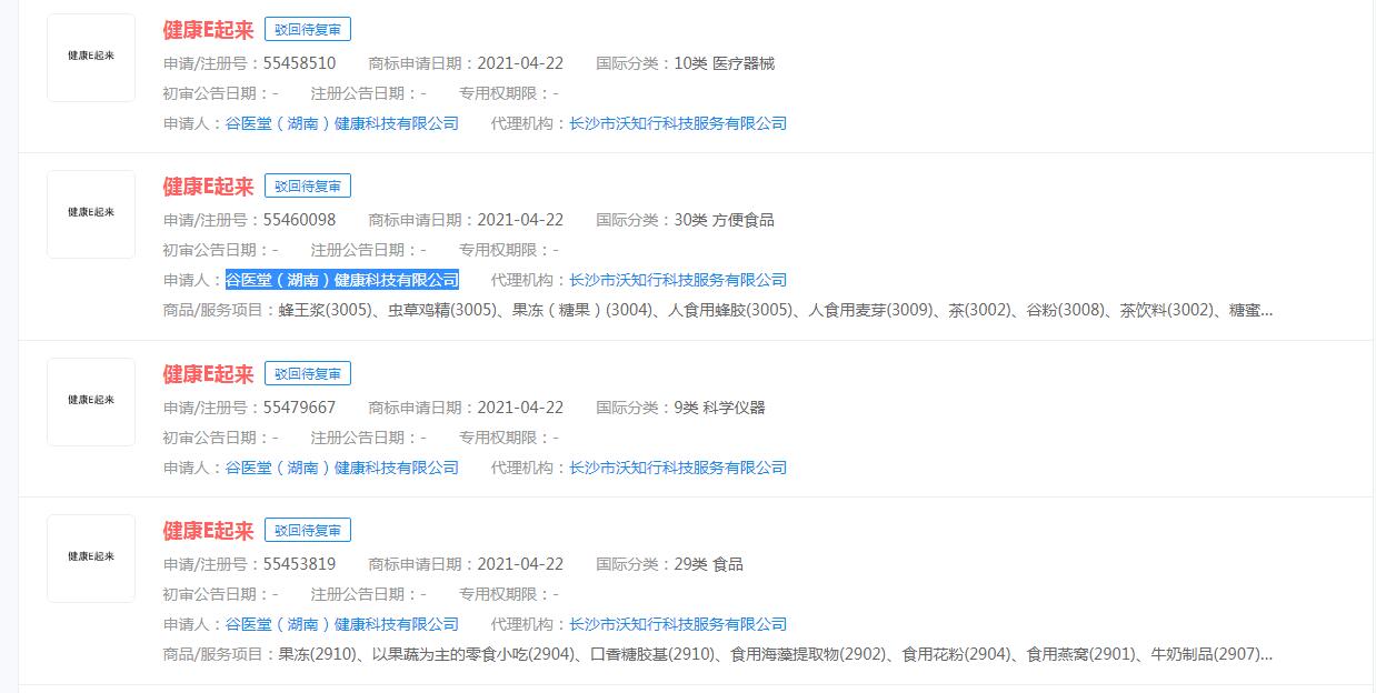 “健康E起来”商标注册被驳回