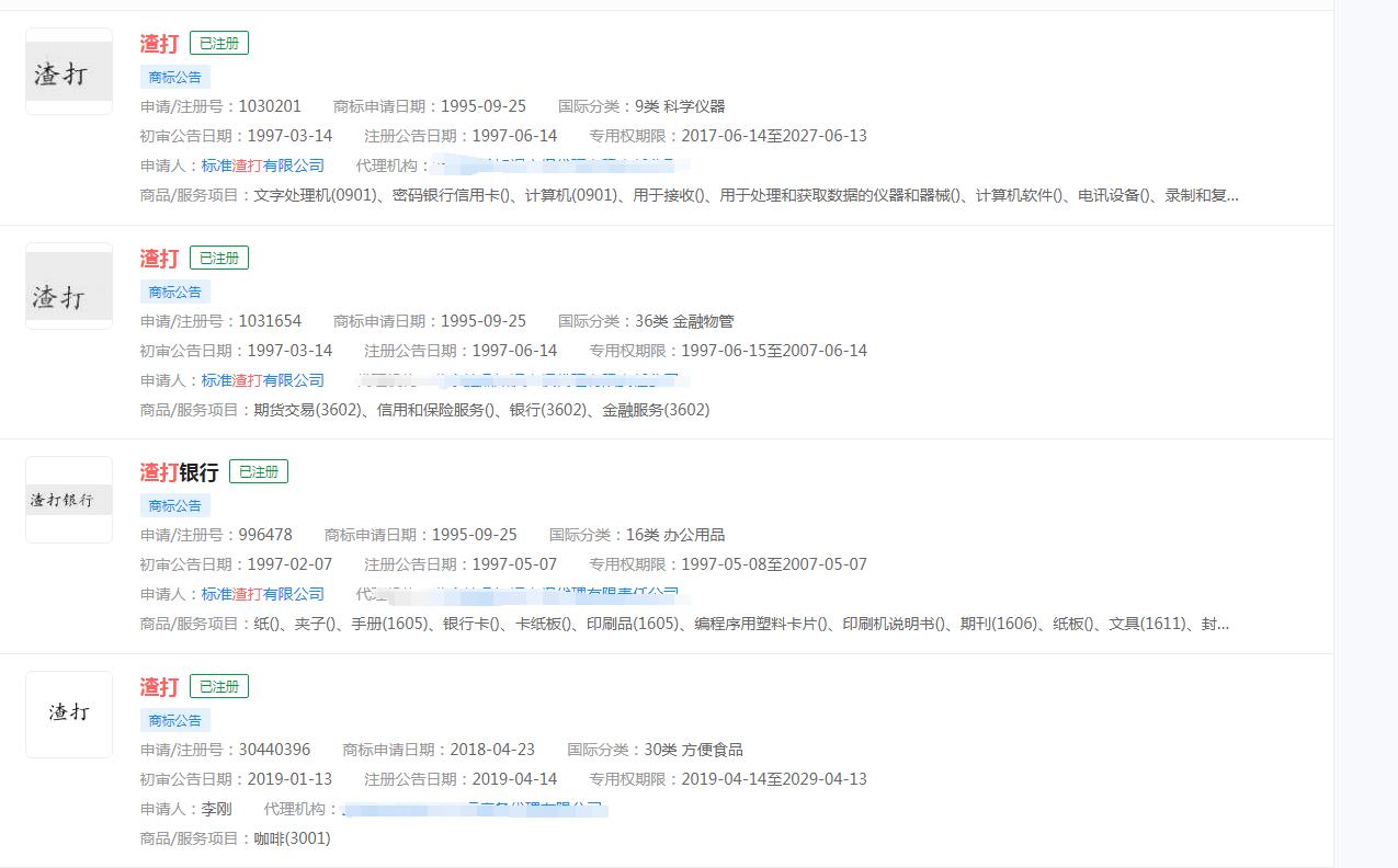 渣打中国首推面向个人客户的可持续发展大额存单，“渣打”注册商标分类涉及不同