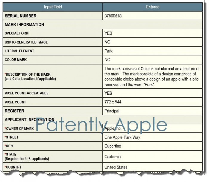 美国苹果公司抢注同心圆商标 代表新总部 Apple Park