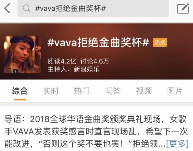 VAVA拒领金曲又牵出侵权案，原来是山寨“金曲奖”?