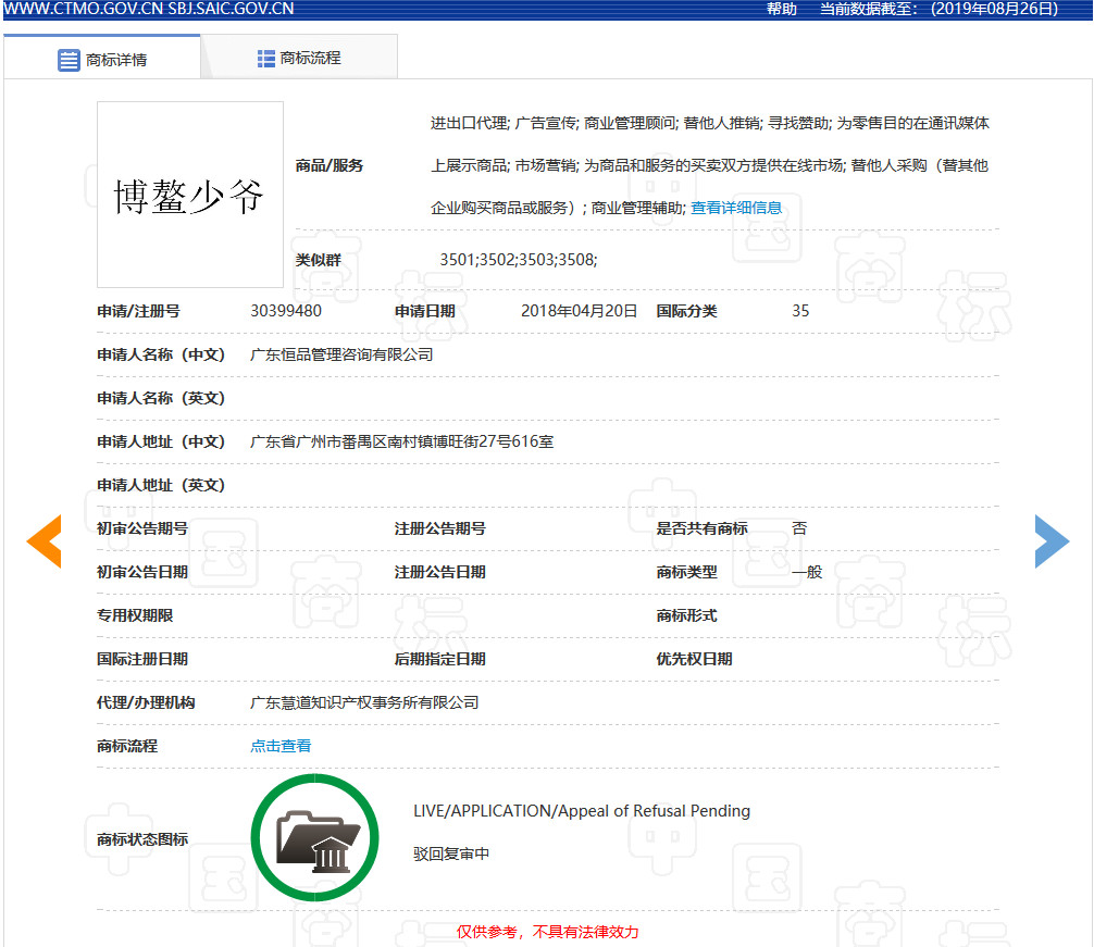 “少爷”系旧社会封建落后称谓,“博鳌少爷”商标被驳回