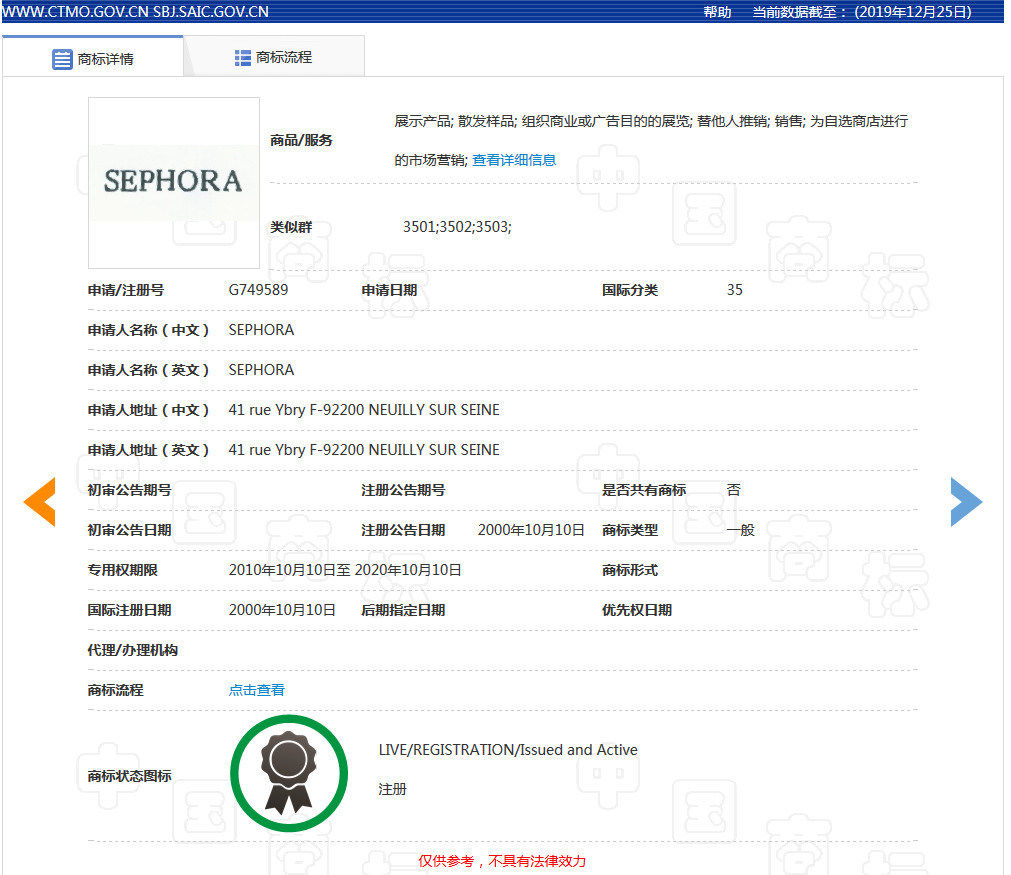 美妆巨头丝芙兰被东莞某公司抢注商标了?