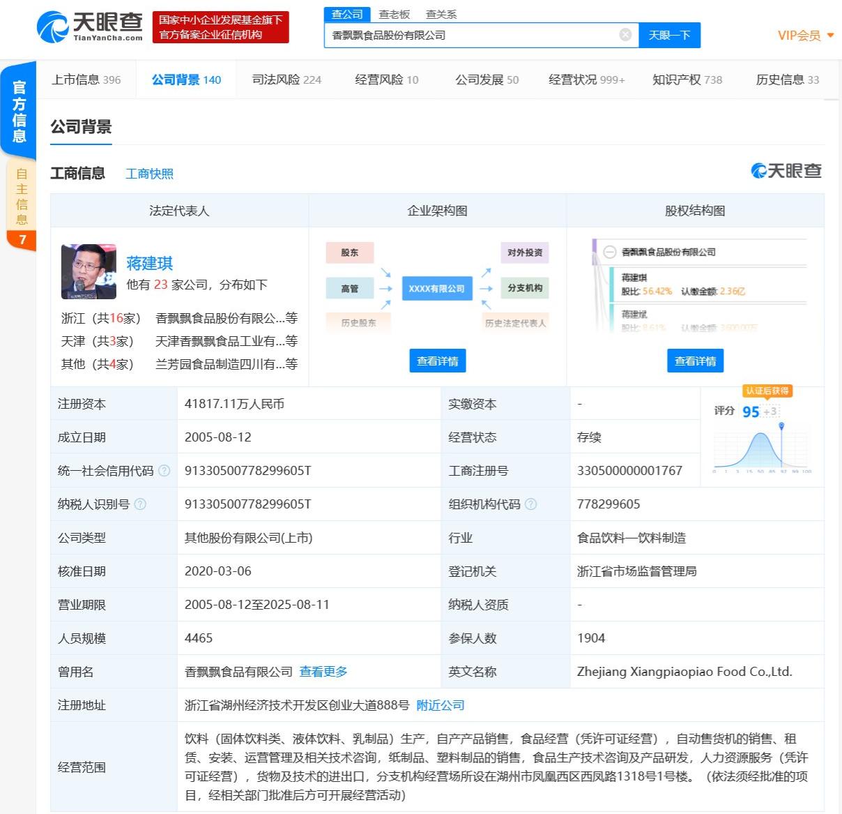 香飘飘注册轻食相关商标
