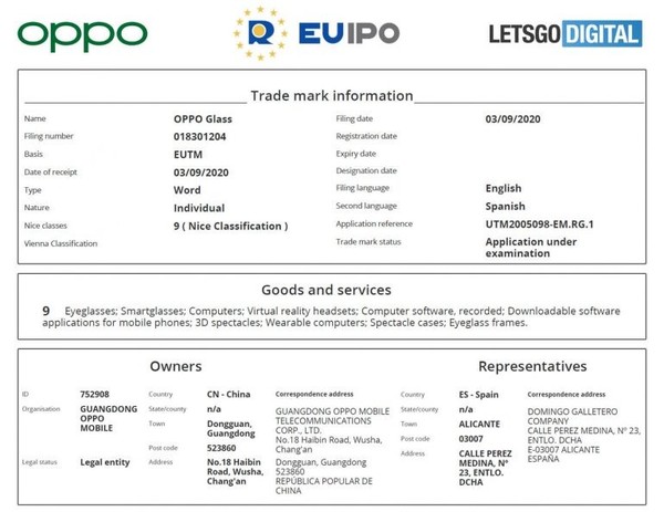 OPPO在欧洲申请“OPPO Glass”商标 首款AR眼镜将至