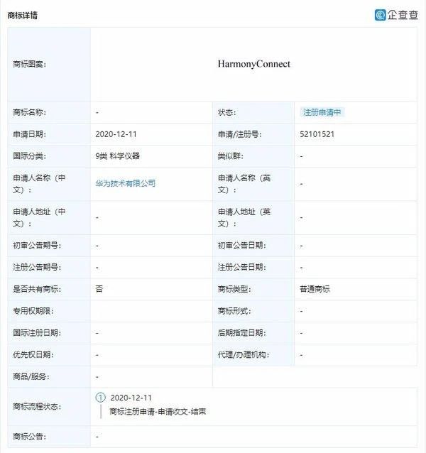 华为申请“HARMONYHILINK”等多个鸿蒙系统相关商标